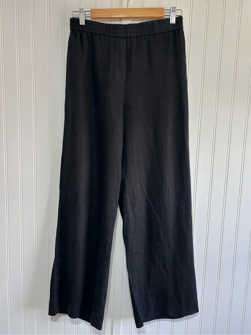 COS Black Linen Wide Leg Pull-On Pants Size 4 Minimalist